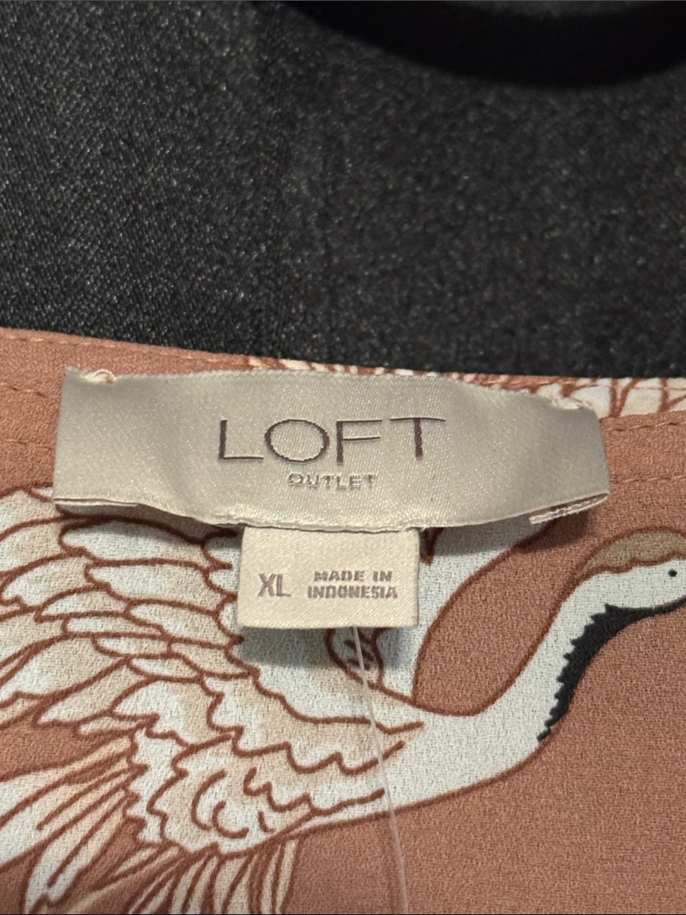 NWT XL Loft Oriental Crane Print - Dusty Rose / Blush Modern Tunic Blouse - Picture 5 of 6
